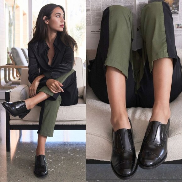 The Office of Angela Scott Ms. Arzner Slip On Black Oxford Leather Loafer EU 37 - Picture 2 of 13